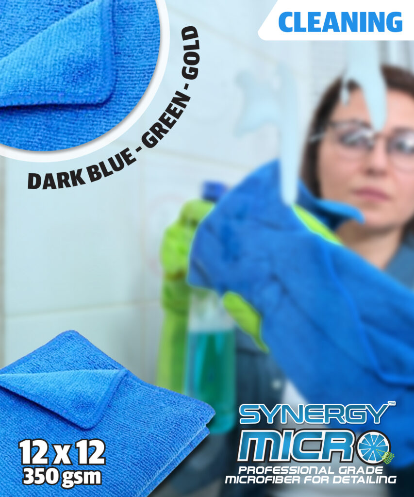 Microfiber Cloth, 12 x 12 x 300gsm, Dark Blue - Each or Pack