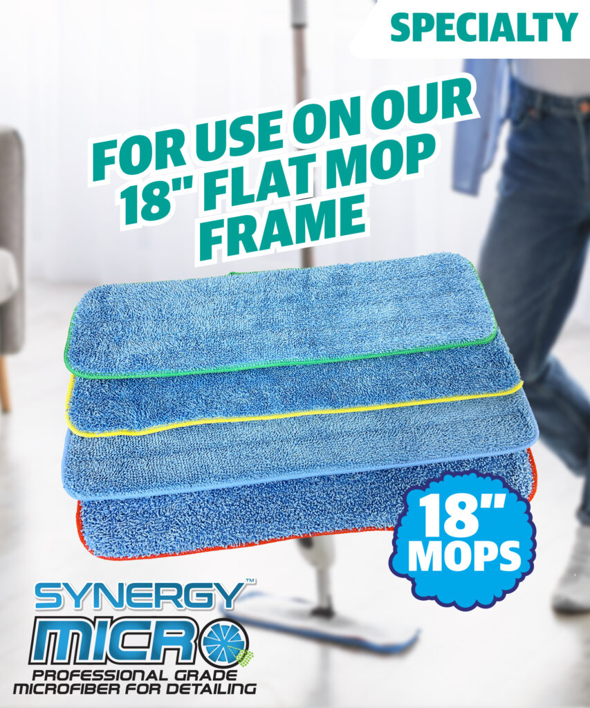 Microfiber Flat Mop Cover, 5" x 18" Blue, 400gsm